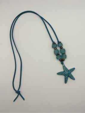 Handcrafted Teal Starfish Pendant Necklace